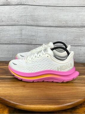 HOKA One One Kawana White Nimbus Cloud Pink Running Shoes Women’s Size 8